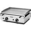 Ristoattrezzature Modello: 4699,Fry Top a gas in acciaio con 2 bruciatori con superficie della piastra 583 x 395 mm