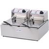 Ristoattrezzature Modello: 7729,Friggitrice Elettrica professionale 6+6 litri doppia vasca in acciaio inox per Pub Bar Ristoranti da banco monofase