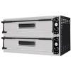 Ristoattrezzature Modello: 5016,Forno elettrico pizzeria per pizza meccanico 2 camere interne da 1080x410x140h mm - 3+3 pizze - PORTE IN VETRO