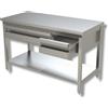 Ristoattrezzature Modello: 38150070001,Tavolo da lavoro con piano di fondo e cassetti in acciaio inox profondità 700 mm 1200x700 mm 2 cassetti