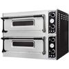 Ristoattrezzature Modello: 5018,Forno elettrico pizzeria per pizza meccanico 2 camere interne da 720x720x140h mm - 4+4 pizze - PORTE IN VETRO