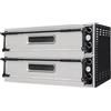 Ristoattrezzature Modello: 5020,Forno elettrico pizzeria per pizza meccanico 2 camere interne da 720x1080x140h mm - 6+6 pizze - PORTE IN VETRO