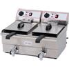 Ristoattrezzature Modello: 3643,Friggitrice Elettrica professionale 10+10 litri doppia vasca con scarico in acciaio inox per Pub Bar da banco