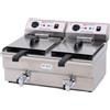 Ristoattrezzature Modello: 3641,Friggitrice Elettrica professionale 13+13 litri doppia vasca con scarico in acciaio inox per Pub Bar da banco