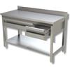 Ristoattrezzature Modello: 38170073003,Tavolo da lavoro con ripiano, alzatina e cassetti in acciaio inox profondità 700 mm 1800x700 mm 4 cassetti