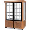 Ristoattrezzature Modello: 6559,Vetrina Pasticceria in legno Statica 2 ante 4 lati espositivi maxi illuminazione led - 1 anta con vetri tondi-