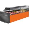 Ristoattrezzature Modello: 10601249054029,Banco refrigerato per pasticceria panineria ventilato arancio +3 +5°C 133x100x119,1h cm frontale basso