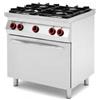 Ristoattrezzature Modello: 106090000022233,Cucina professionale a gas 4 fuochi con forno elettrico ventilato capacità 4 teglie GN 1/1 80x70x90h cm