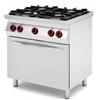 Ristoattrezzature Modello: 106120000032233,Cucina professionale a gas con fiamma pilota 4 fuochi con forno a gas statico e grill capacità 4 teglie GN 1/1 80x70x90h cm