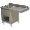 Ristoattrezzature Modello: 39730304,Lavello / lavatoio in acciaio inox 1 vasca su fianchi con vano lavastoviglie a dx 1200x600x850h mm