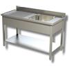 Ristoattrezzature Modello: 106192018,Lavello in acciaio inox 100x70x85h cm 1 vasca con gocciolatoio sx ripiano e alzatina EC