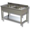 Risto Modello: 106222001,Lavello in acciaio inox 100x60x85h cm 2 vasche con alzatina EC