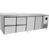 Risto Modello: 100860020011607,Tavolo frigo refrigerato a basso consumo energetico in acciaio inox 2 porte + 2 cassettiere da 1/2 -2+8 °C 223x70x85h cm