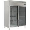 Ristoattrezzature Modello: 9236099011001,Armadio frigo refrigerato in acciaio inox 2 ante in vetro 1400 lt 0 +8 °C ventilato monoblocco - FC