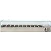Ristoattrezzature Modello: 92440001006001,Vetrina refrigerata portacondimenti, portagusti per pizza GN 1/4 2000x335x435h mm +2 +8 °C con motore a destra - FC