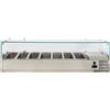 Ristoattrezzature Modello: 92440237006001,Vetrina refrigerata portacondimenti, portagusti per pizza GN 1/4 1500x335x435h mm +2 +8 °C con motore a destra - FC