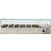 Ristoattrezzature Modello: 92451333006001,Vetrina refrigerata portacondimenti, portagusti per pizza GN 1/3 + 1/2 1500x395x435h mm +2 +8 °C con motore a destra