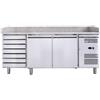 Ristoattrezzature Modello: 92700020051675,Banco pizza 2 porte 7 cassetti 2020x800x1000h mm per pizzeria ristorante - FC