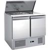 Ristoattrezzature Modello: 93240021330018,Banco frigo saladette con coperchio copri ingredienti 2 porte 900x700x850h mm 2 vaschette GN1/1 + 3 GN1/6