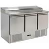 Ristoattrezzature Modello: 93260031689021,Banco frigo saladette con piano in acciaio inox 3 porte 1365x700x970h mm 8 vaschette GN 1/6