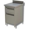 Ristoattrezzature Modello: 39100281,Cassettiera in acciaio inox con alzatina, cassetto e bottigliera 500x600x850h mm
