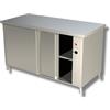 Ristoattrezzature Modello: 38950302,Tavolo da lavoro in acciaio inox armadiato caldo con porte scorrevoli su 2 lati profondità 600 mm 1000x600x850h mm