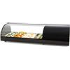Ristoattrezzature Modello: 101660210022151,Vetrina frigo 110,4x39x28,7h cm 4 vaschette gn 1/3 refrigerata da banco nera con vetri curvi e motore incorporato