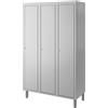 Ristoattrezzature Modello: 94800030030034,Armadietto spogliatoio bivano in acciaio inox con generatore d'ozono e catalizzatore 3 ante 3 posti 1500x500x1800h mm