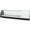 Ristoattrezzature Modello: 101690220062157,Vetrina frigo 145,6x39x36h cm 6 vaschette gn 1/3 refrigerata da banco bianca con mensola intermedia vetri curvi e motore incorporato
