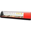Ristoattrezzature Modello: 101700012158,Vetrina frigo 180,8x39x36h cm refrigerata da banco rossa con piano liscio mensola intermedia vetri curvi e motore incorporato