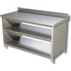 Ristoattrezzature Modello: 38290322,Tavolo in acciaio inox con fianchi, alzatina e 2 ripiani profondità 700 mm 1900x700x850h mm