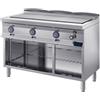 Ristoattrezzature Modello: 9557173956,Fry top griglia a gas su mobile, piastra rigata + piano di cottura liscio 1200x900x900h mm 37.5 kW