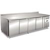 Ristoattrezzature Modello: 102920042584030,Tavolo congelatore refrigerato in acciaio inox con alzatina 4 porte 223x70x96h cm -10 -20°C