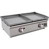 Ristoattrezzature Modello: 10202942187,Fry Top Griglia a gas 81x45,7x24h cm 3.2 + 3.2 kW da banco piastra liscia doppia in acciaio