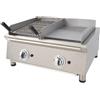Ristoattrezzature Modello: 10210912196,Fry top griglia a gas da banco 67x59x30,8h cm 6.4 kW piastra liscia in acciaio spessorato combinato con pietra lavica 7.2 kW