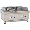 Ristoattrezzature Modello: 10211912196,Fry top griglia a gas 67x59x30,8h cm 6.4 kW da banco piastra liscia in acciaio cromato combinato con pietra lavica 7.2 kW