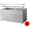 Ristoattrezzature Modello: 113570010242856,Banco refrigerato per pasticceria vetri dritti ventilato motore remoto e mensola intermedia rosso +2 +6 °C 137,7x94x122,4h cm