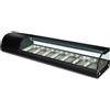Ristoattrezzature Modello: 108032570068002,Vetrina frigo sushi vetro frontale curvo dimensione 180x41,5x30h cm capacità 7 gn 1/3 colore nero