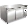 Ristoattrezzature Modello: 102930020042255,Tavolo frigo refrigerato in acciaio inox 2 porte 136x70x86 h cm -2 +8 °C