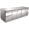 Ristoattrezzature Modello: 102930030092257,Tavolo frigo refrigerato in acciaio inox 3 porte 2 cassetti 1/2 223x70x86h cm -2 +8 °C