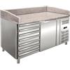 Ristoattrezzature Modello: 102680050012241,Banco pizza per pizzeria ristorante 1 porta 7 cassetti 151x80x100h cm
