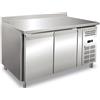 Ristoattrezzature Modello: 108110022588030,Tavolo congelatore refrigerato in acciaio inox con alzatina 2 porte 136x60x96h cm -18 -22°C