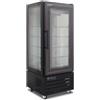 Ristoattrezzature Modello: 108140022062594,Vetrina gelateria ventilata 4 lati in vetro -18 -21°C nero capacità 248 lt 65x65x195h cm