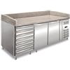 Ristoattrezzature Modello: 102680050022611,Banco pizza per pizzeria ristorante 2 porte 7 cassetti 202,5x80x100h cm