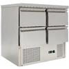 Ristoattrezzature Modello: 102970032017,Banco frigo saladette con piano in acciaio inox 4 cassetti 90x70x85h cm