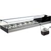 Ristoattrezzature Modello: 97810090021769,Vetrina frigo 1926x410x245h mm 8 vaschette gn 1/3 refrigerata da banco nera vetri dritti con motore incorporato
