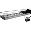 Ristoattrezzature Modello: 97810210021767,Vetrina frigo 1216x410x245h mm 4 vaschette gn 1/3 refrigerata da banco nera vetri dritti con motore incorporato