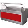 Risto Modello: 120960040013288,Banco refrigerato per macelleria e salumeria vetri dritti statico rosso +2 +5 °C con vano riserva 104x78x126h cm