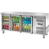 Ristoattrezzature Modello: 108710030112256,Tavolo frigo refrigerato in acciaio inox con 3 porte in vetro -2 +8 °C 179,5x70x85h cm