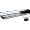Ristoattrezzature Modello: 97840050021767,Vetrina frigo 1216x410x245h mm refrigerata da banco nera vetri dritti con motore incorporato con piano liscio